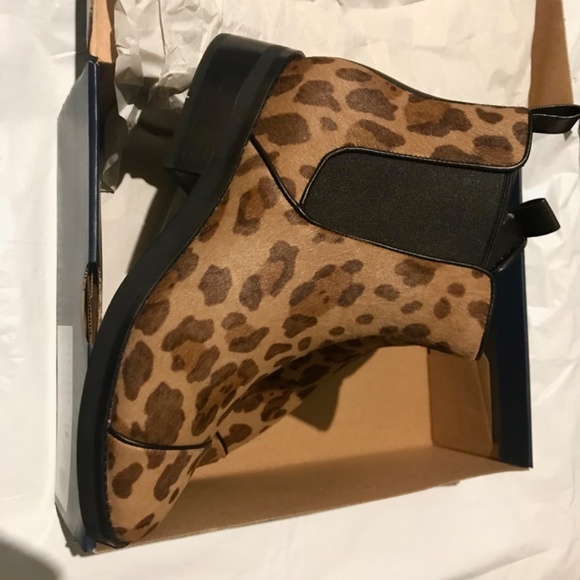 Cole Haan Mara Grand Brown Tan Leopard Print Calf Hair Chelsea Booties 7 - Picture 10 of 11